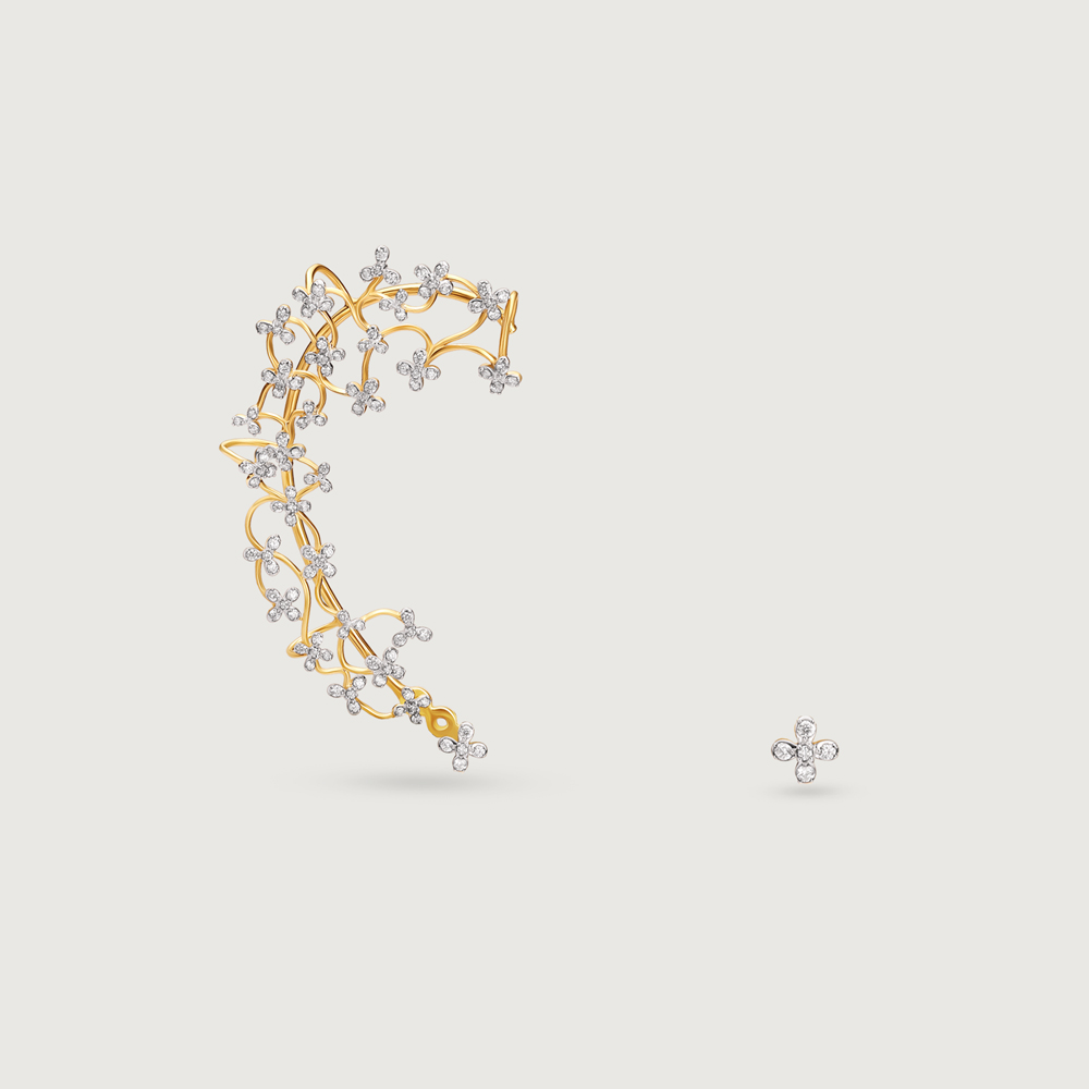 Floral Quilt Diamond Ear Cuff,,hi-res image number null