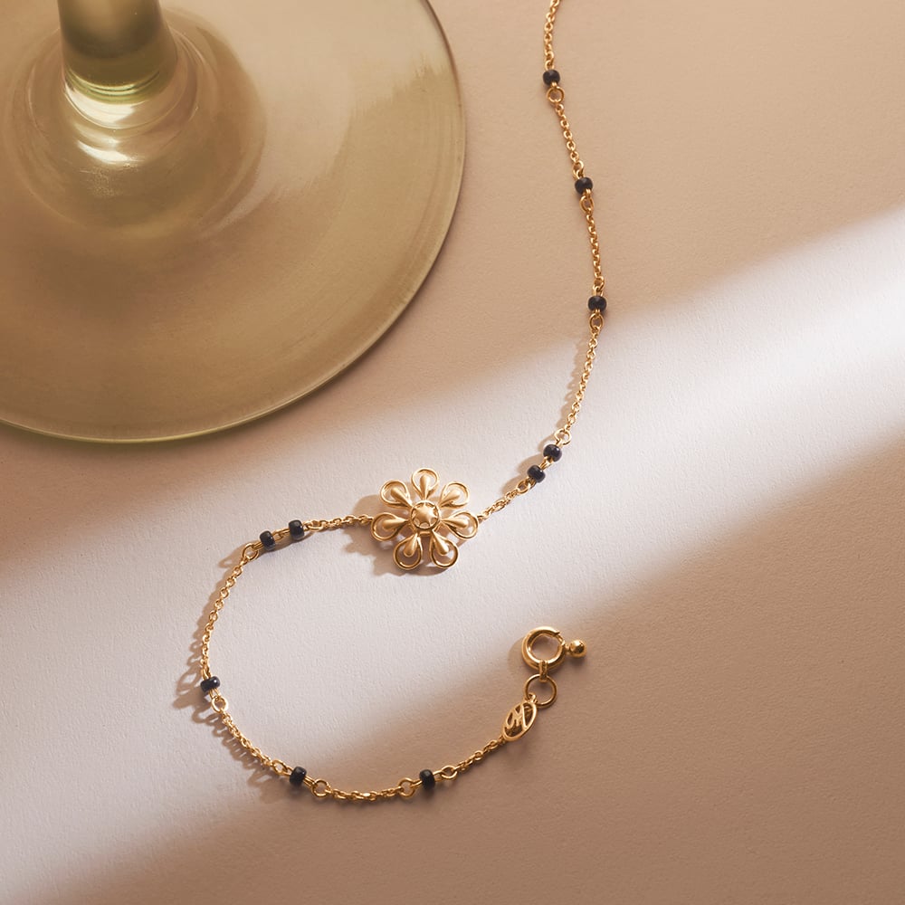 Radiant Floral Gold Mangalsutra Bracelet,,hi-res image number null