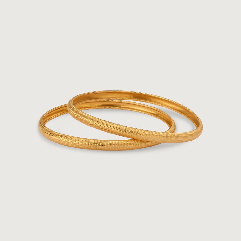 22KT Yellow Gold Minimal Textured Bangles,,hi-res image number null