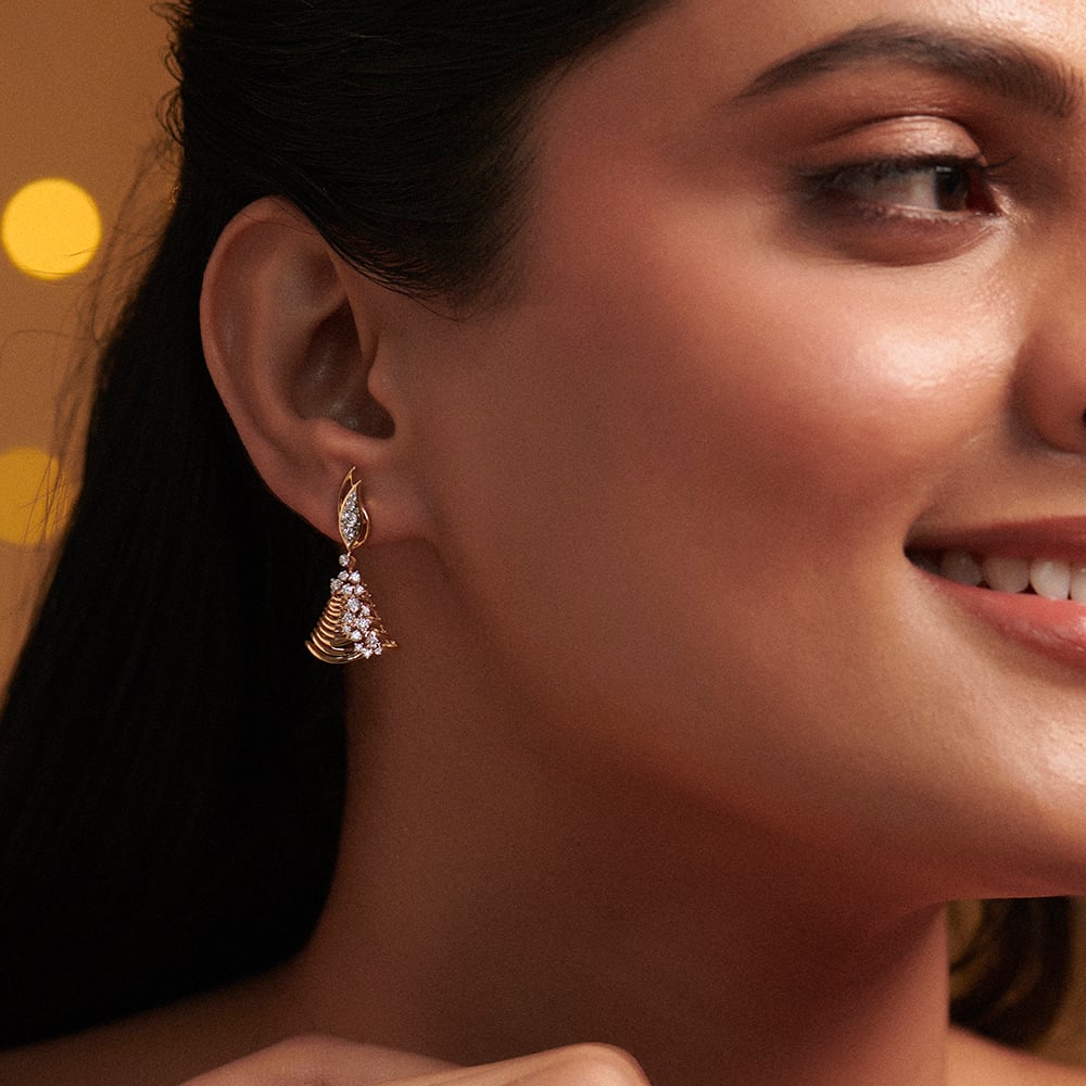 Radiant Flowing Diamond Jhumka,,hi-res image number null