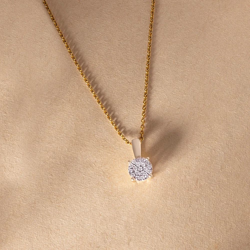 Dual Tone Gold & Diamond Pendant,,hi-res image number null