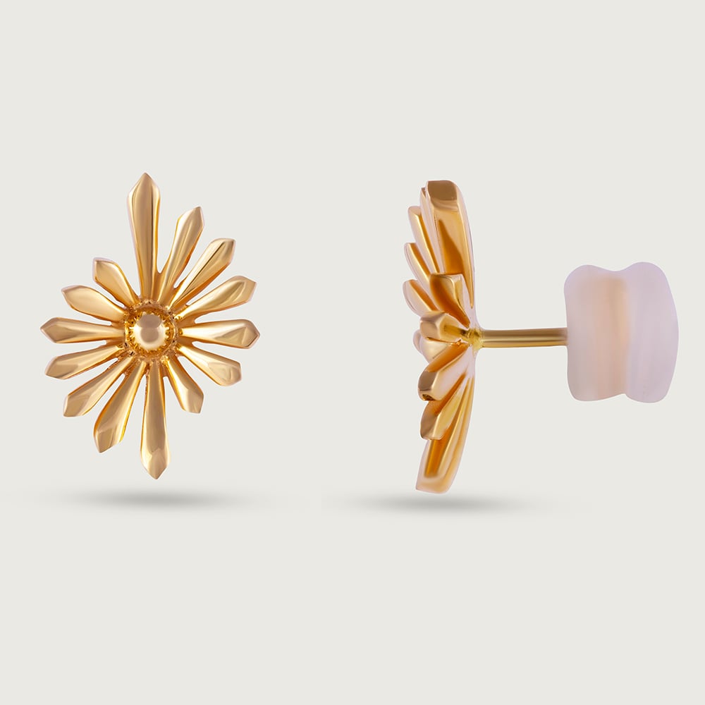 Dazzling Sunburst Gold Stud Earrings,,hi-res image number null