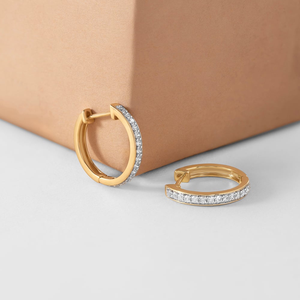 Oval Chic Gold & Diamond Hoop Earrings,,hi-res image number null
