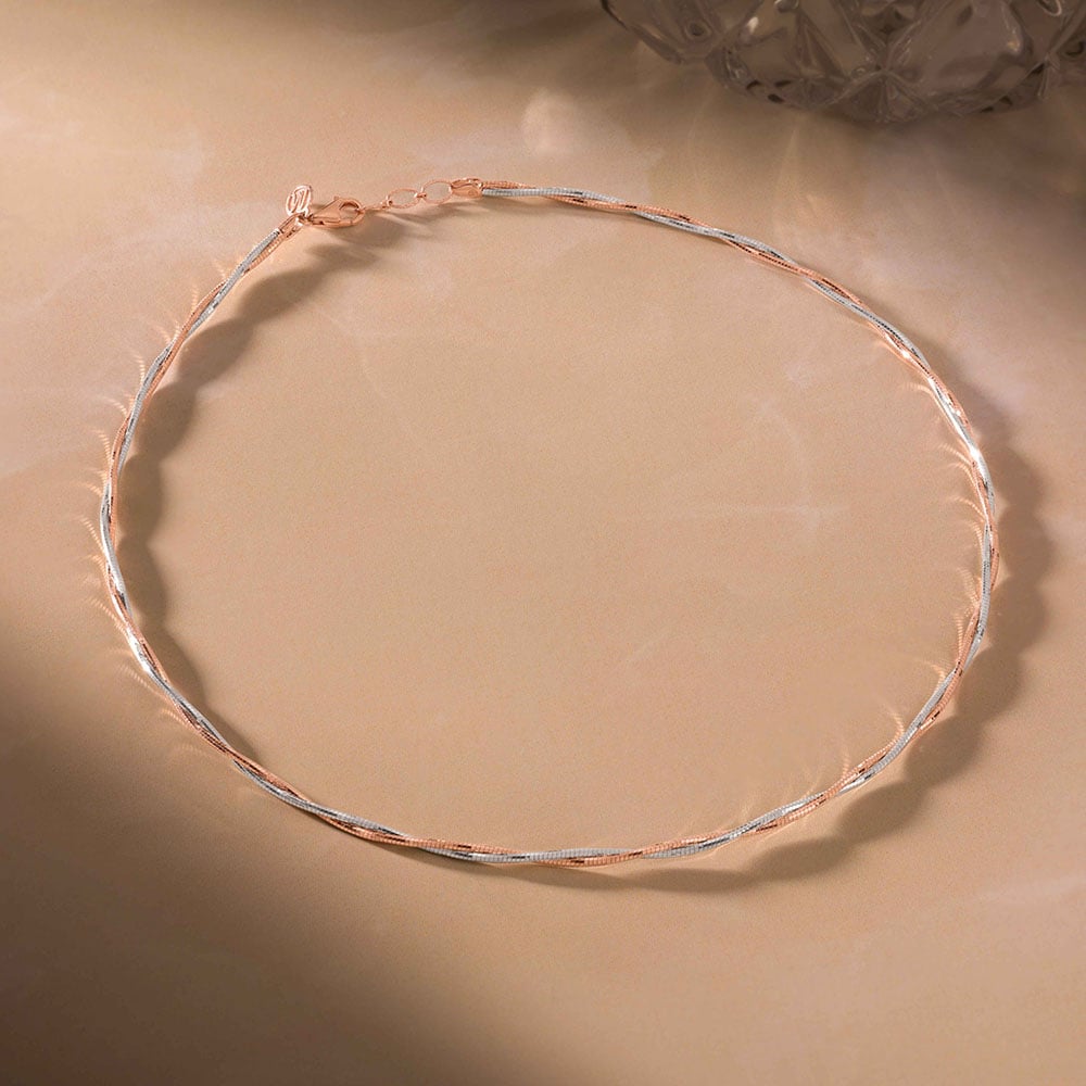 Sleek Interwoven Omega Gold Chain,,hi-res image number null