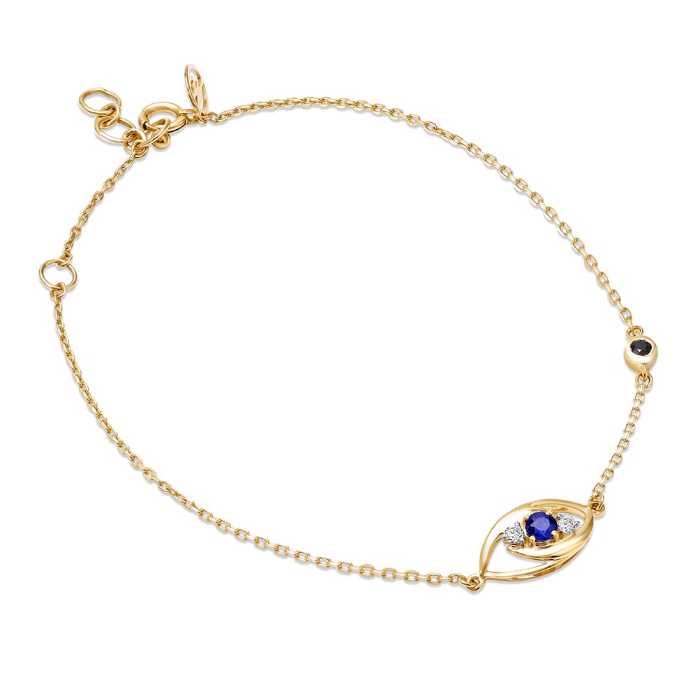 14KT Yellow White Gold Multi Charm Evil Eye Bracelet,,hi-res image number null