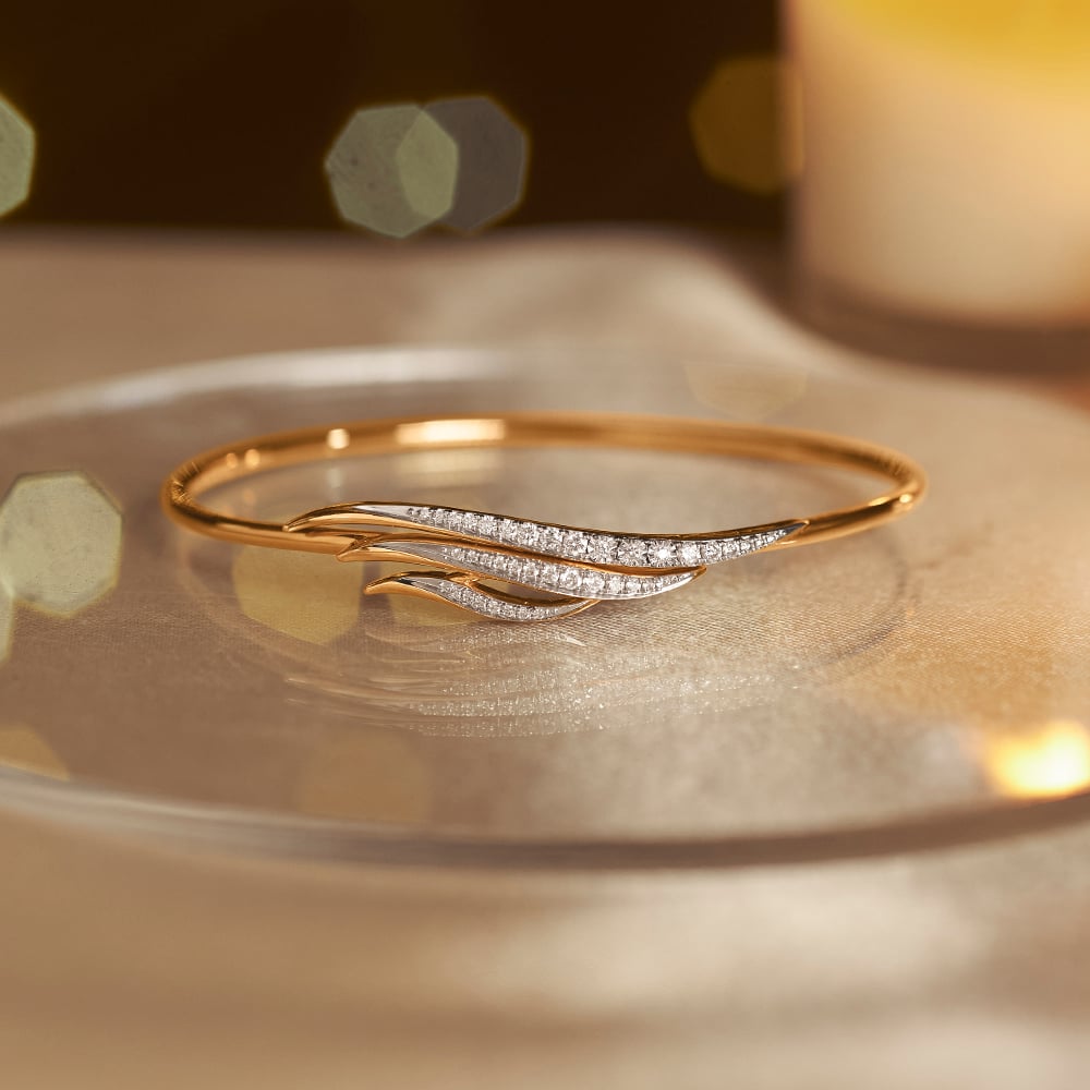 Fluid Wavelike Diamond Bangle,,hi-res image number null