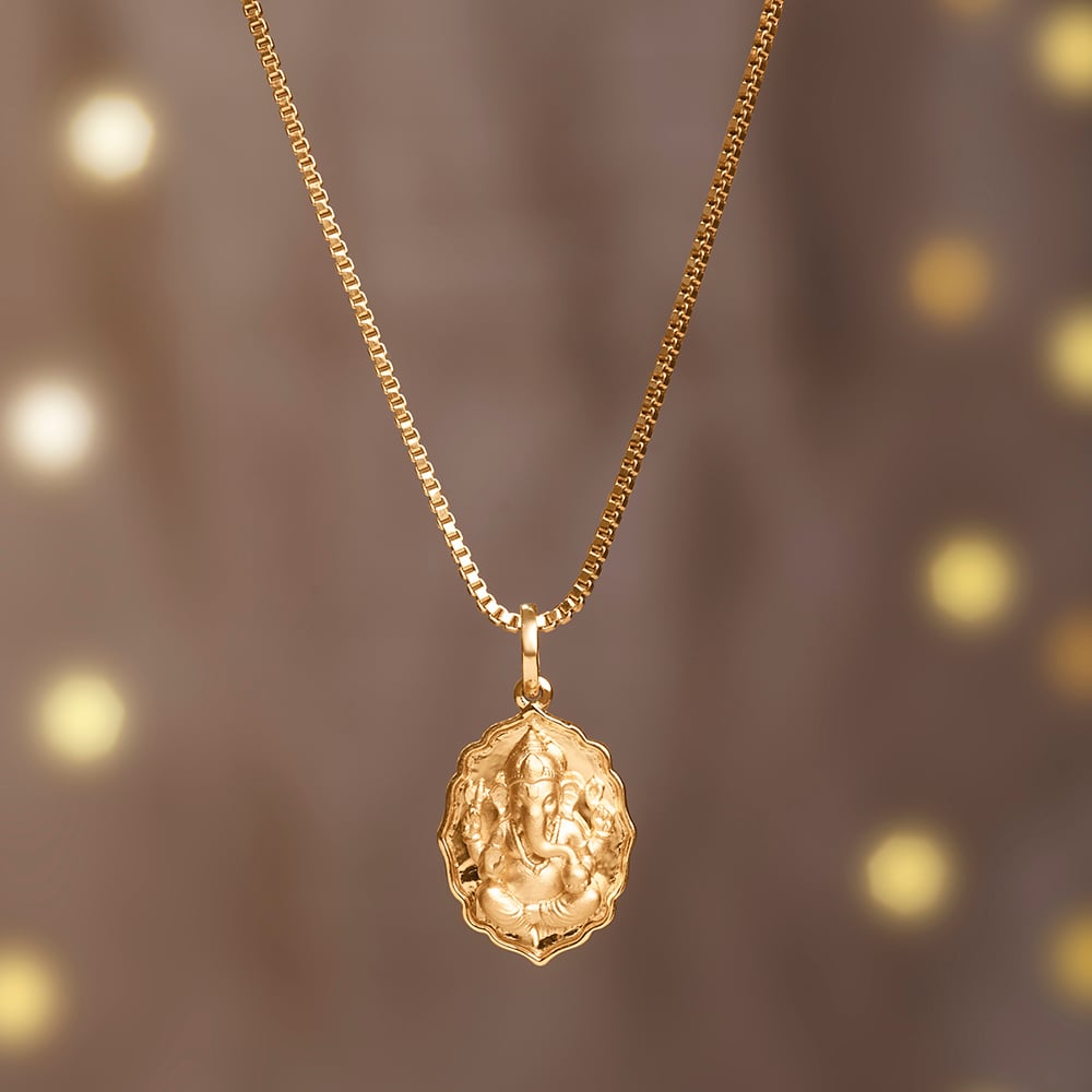 Divine Sculpted Ganesha Gold Pendant,,hi-res image number null