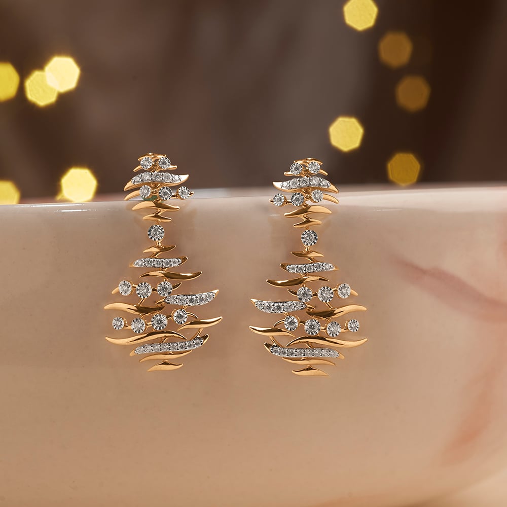Floating Diyas Diamond Drop Earrings,,hi-res image number null