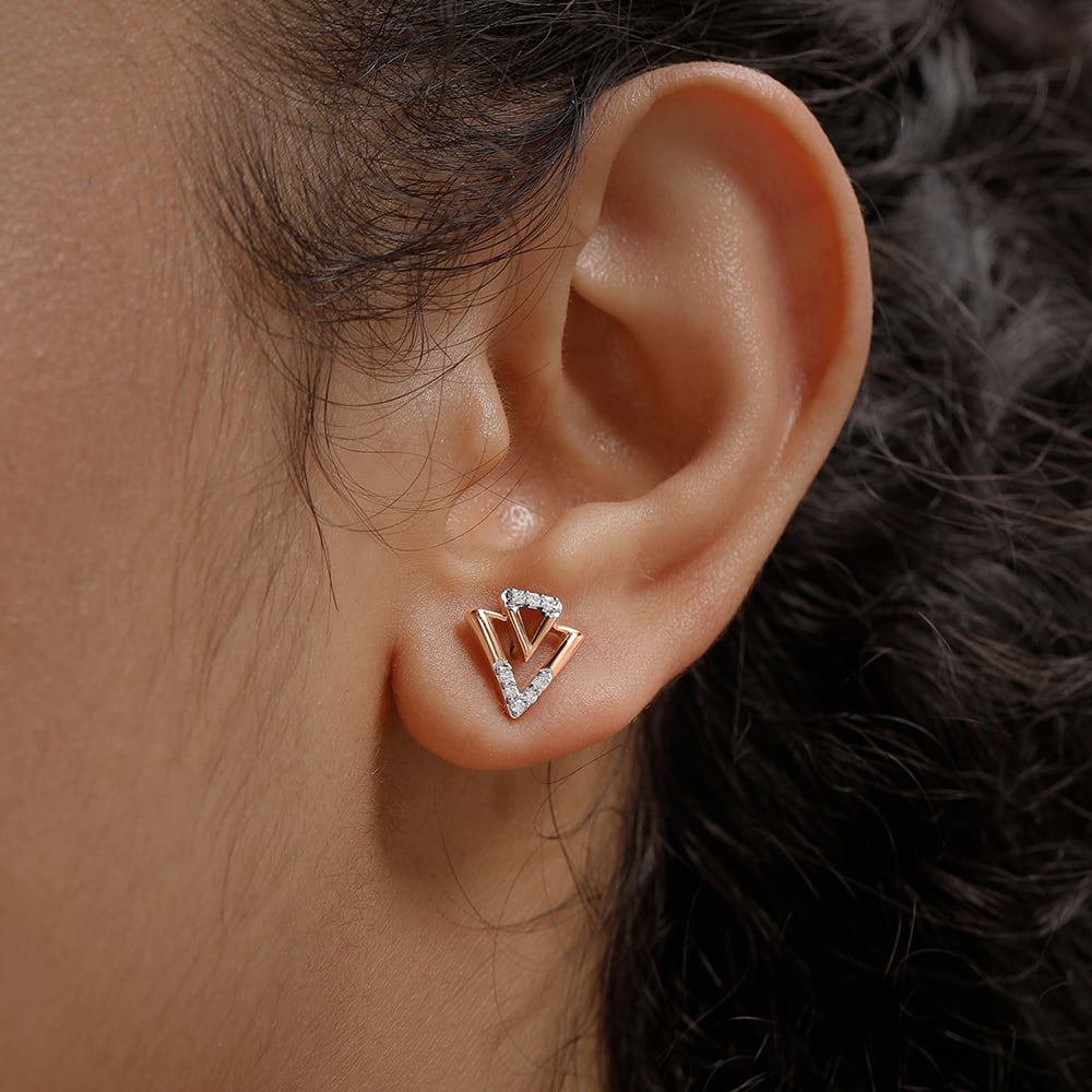 Gleam Edge Diamond Stud Earrings,,hi-res image number null