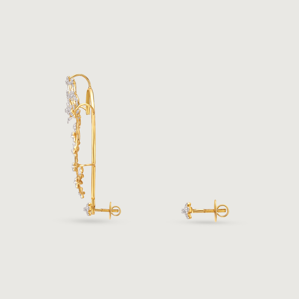 Floral Quilt Diamond Ear Cuff,,hi-res image number null
