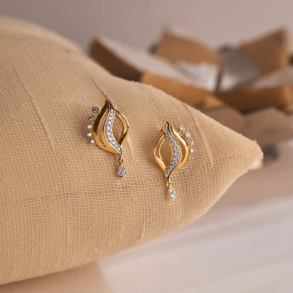 Rippled Glow Diamond Drop Earrings,,hi-res image number null