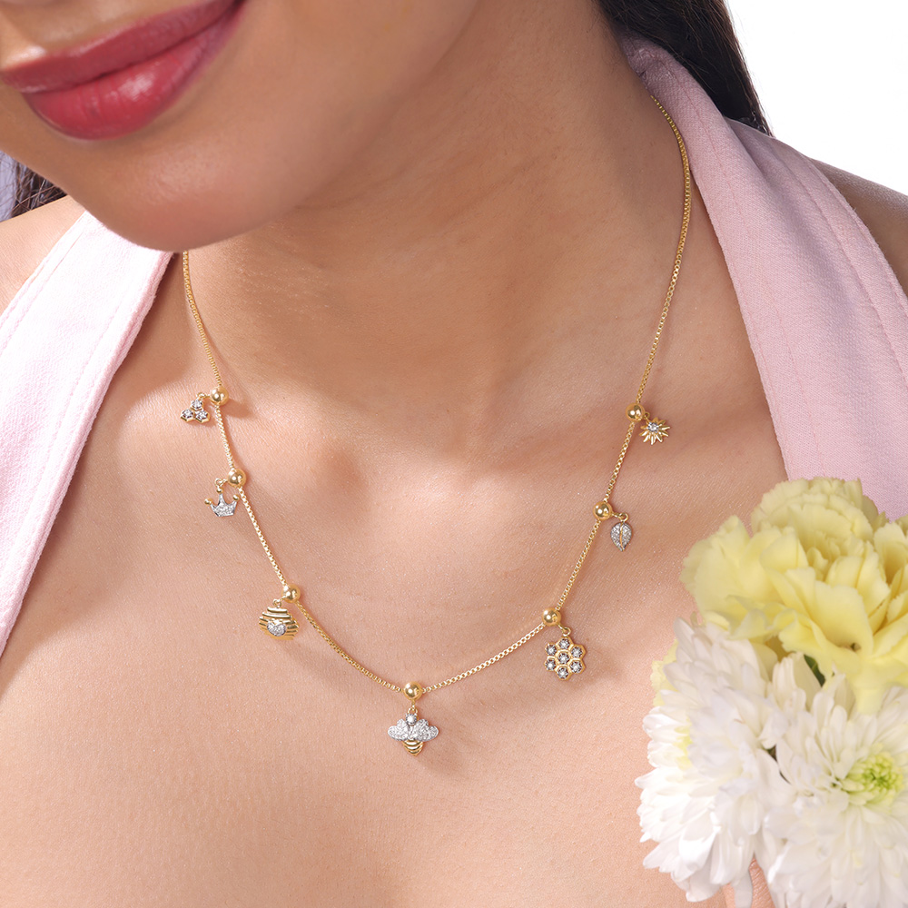 Honeybee Charm Diamond Necklace,,hi-res image number null