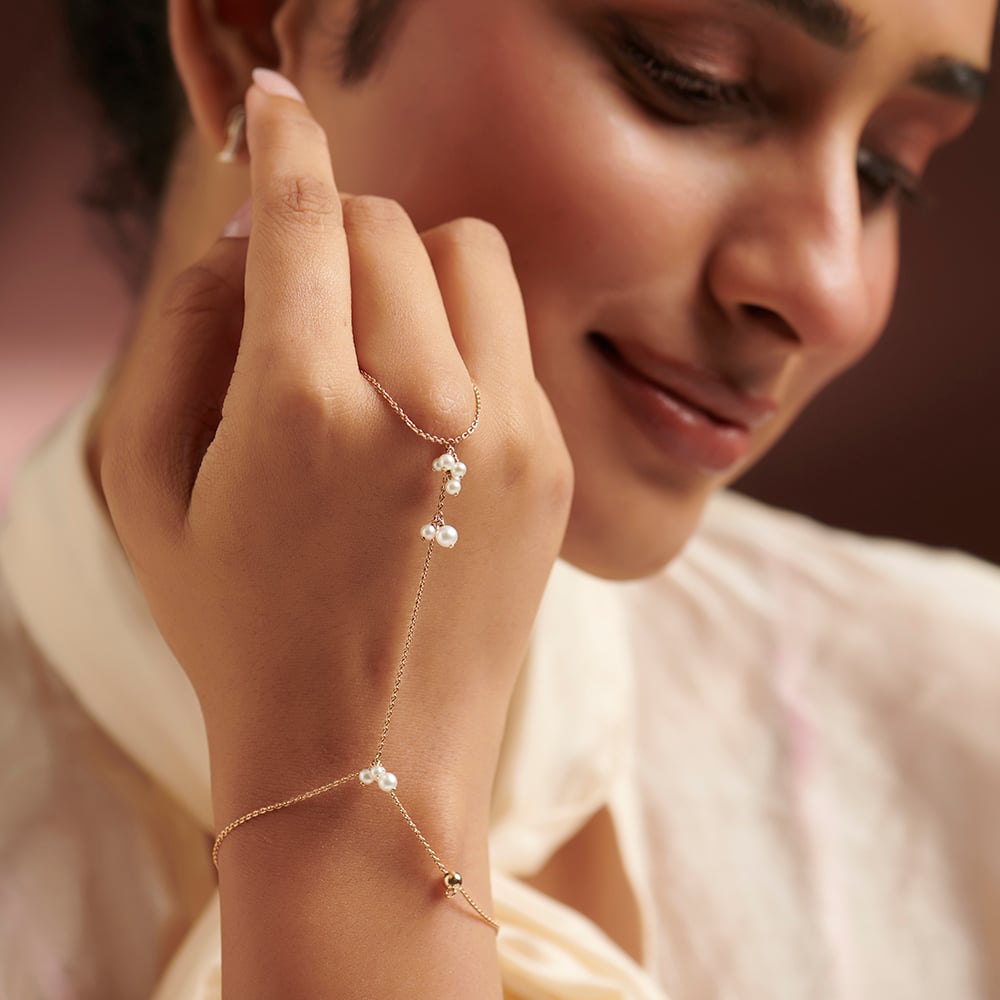 Delicate Luminous Pearl Hand Chain,,hi-res image number null