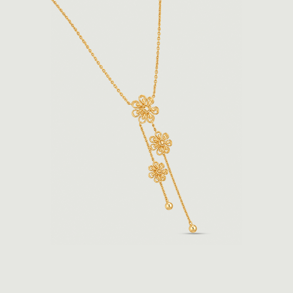 Radiant Floral Gold Lariat Necklace,,hi-res image number null