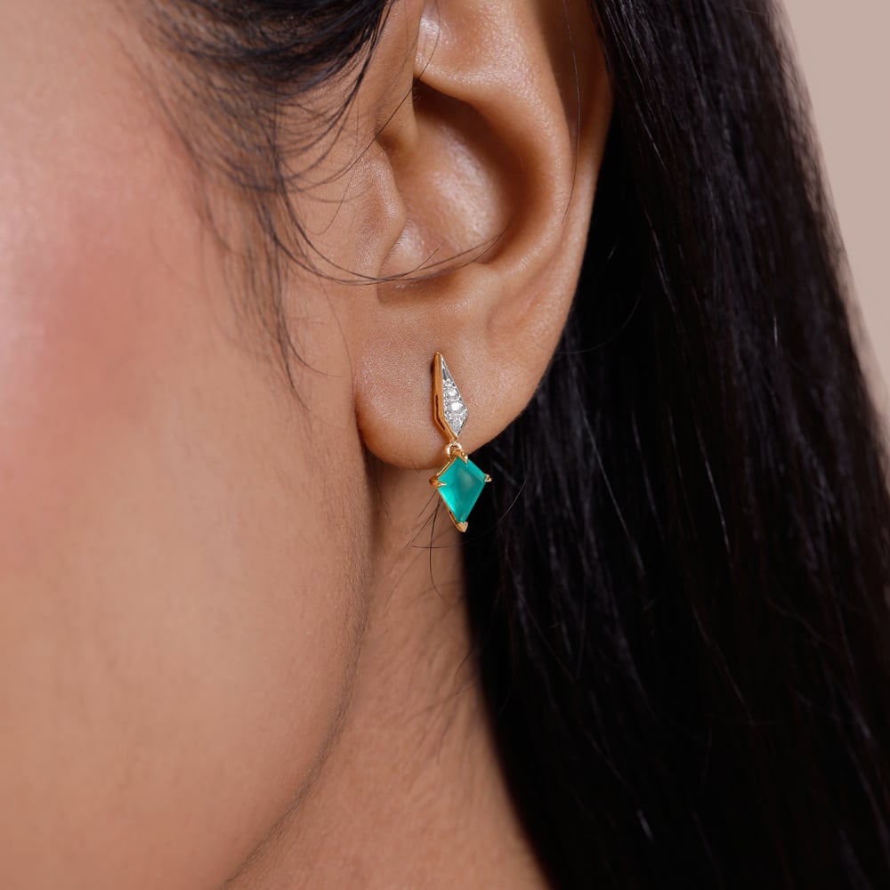 Bold Faceted Green Onyx Drop Earrings,,hi-res image number null