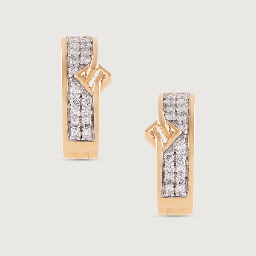 Elegant Vibes Gold & Diamond Hoop Earrings,,hi-res image number null