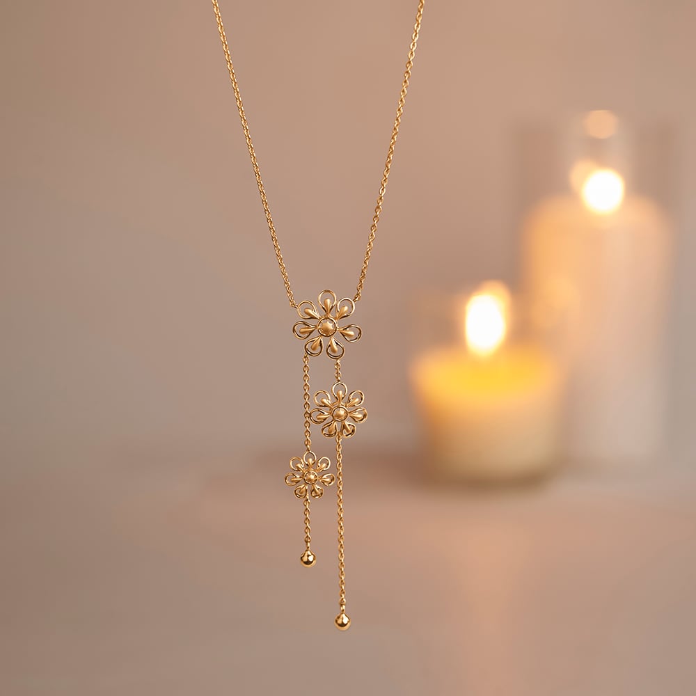 Radiant Floral Gold Lariat Necklace,,hi-res image number null