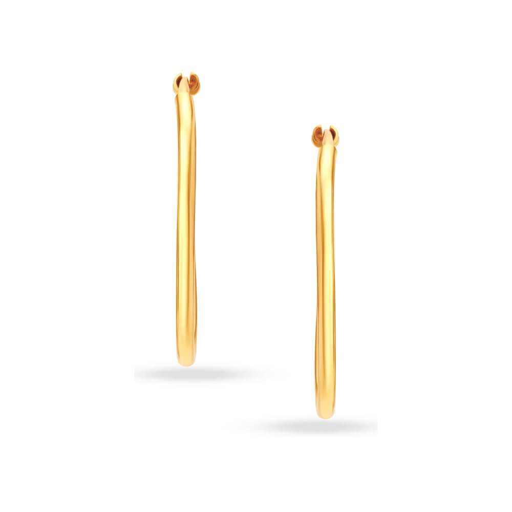 22KT Yellow Gold Stately Contemporary Hoop Earrings,,hi-res image number null