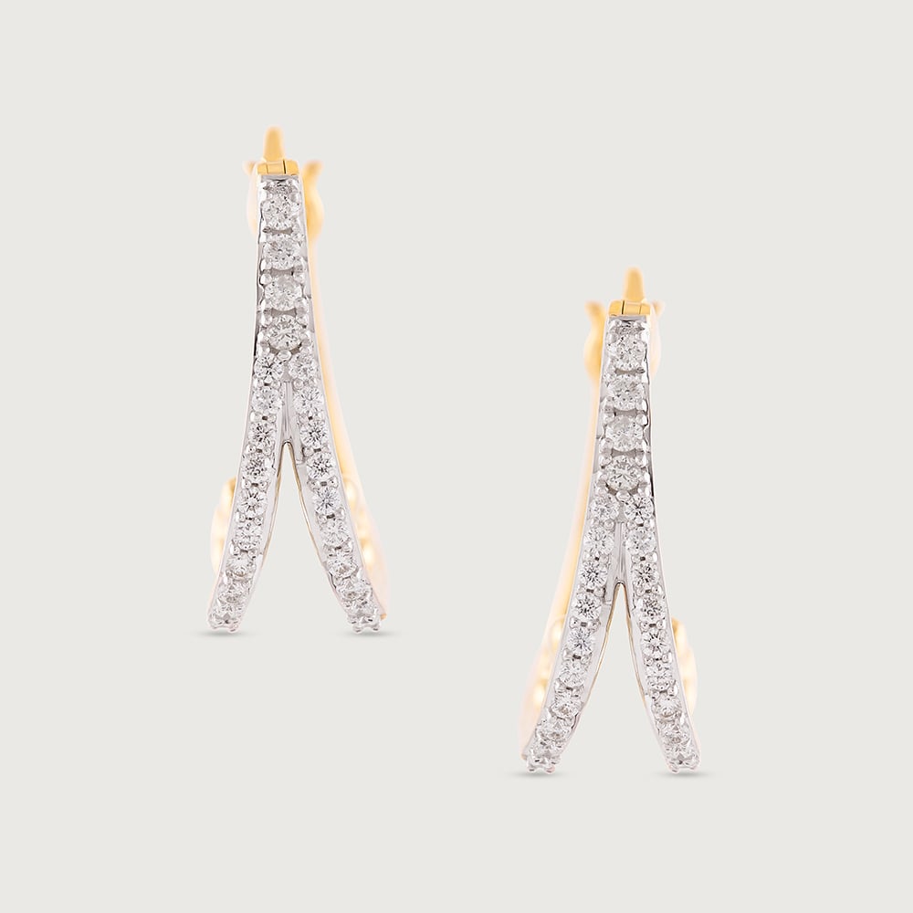 Art Deco Gold & Diamond Hoop Earrings,,hi-res image number null