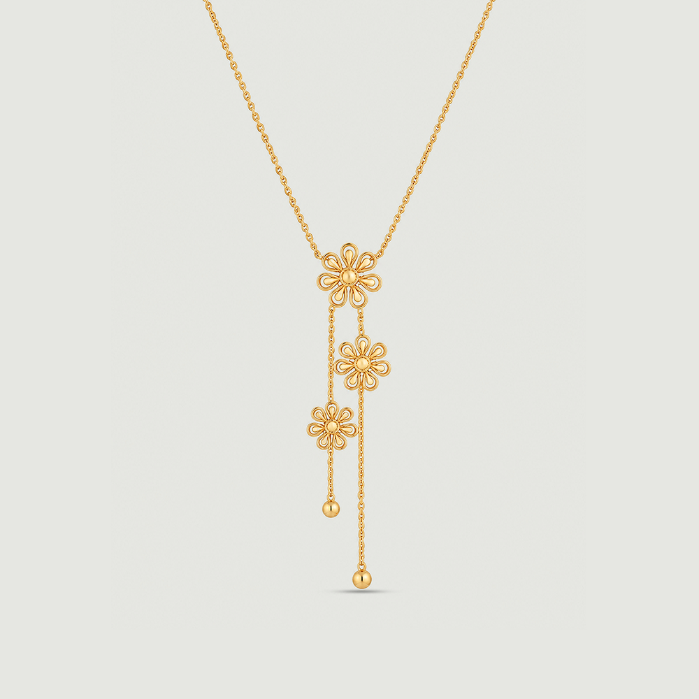 Radiant Floral Gold Lariat Necklace,,hi-res image number null