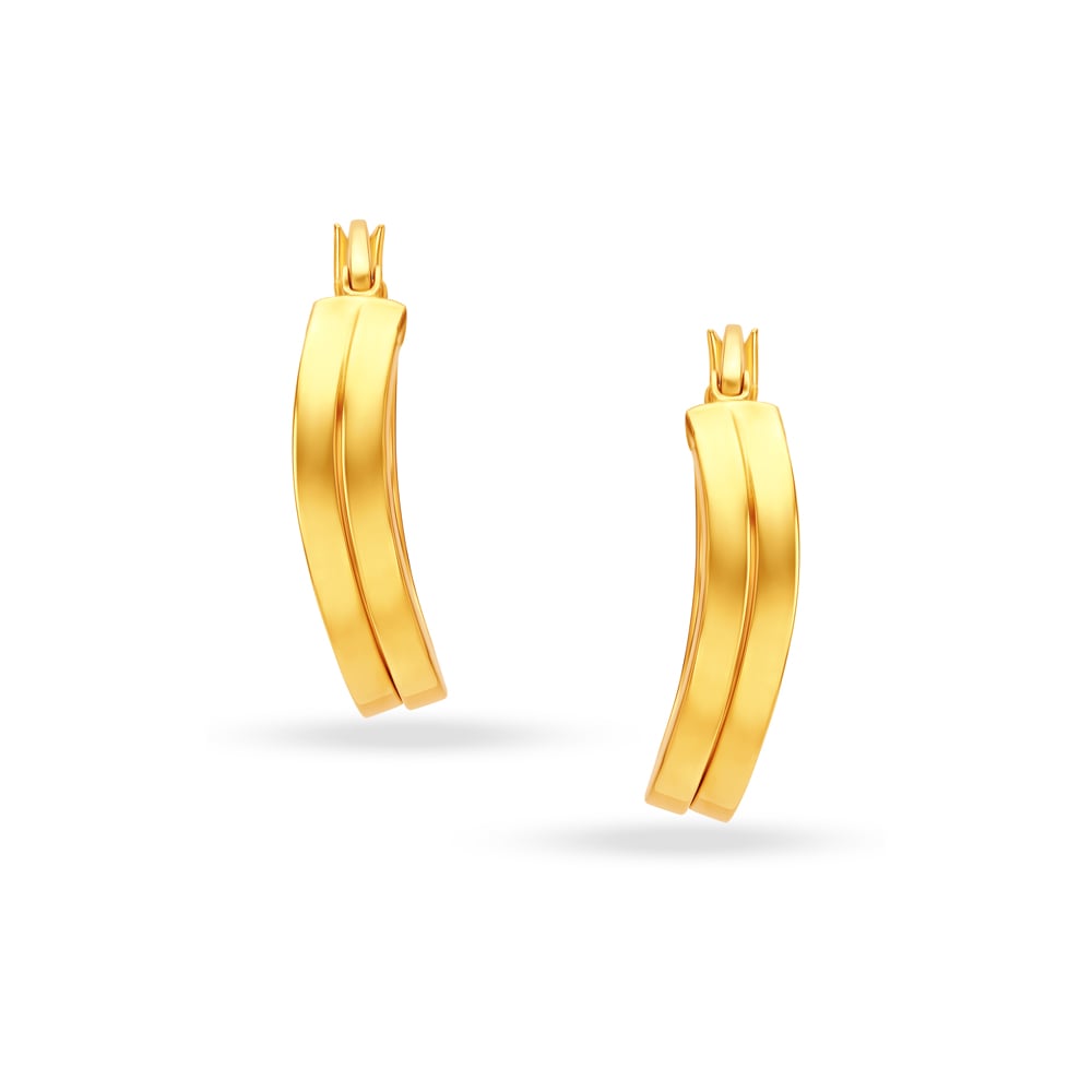 22KT Yellow Gold Subtle Glamorous Hoop Earrings,,hi-res image number null