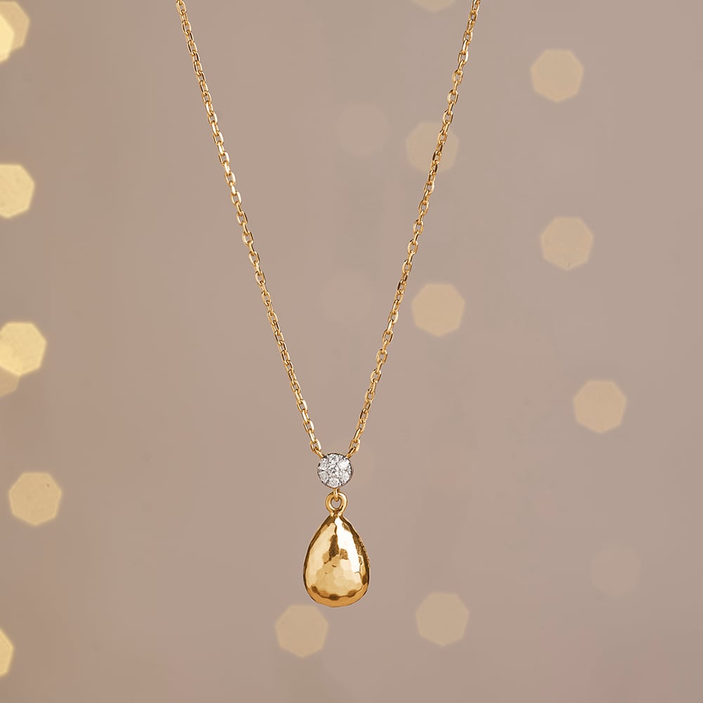 Luminous Textured Diamond Drop Necklace,,hi-res image number null