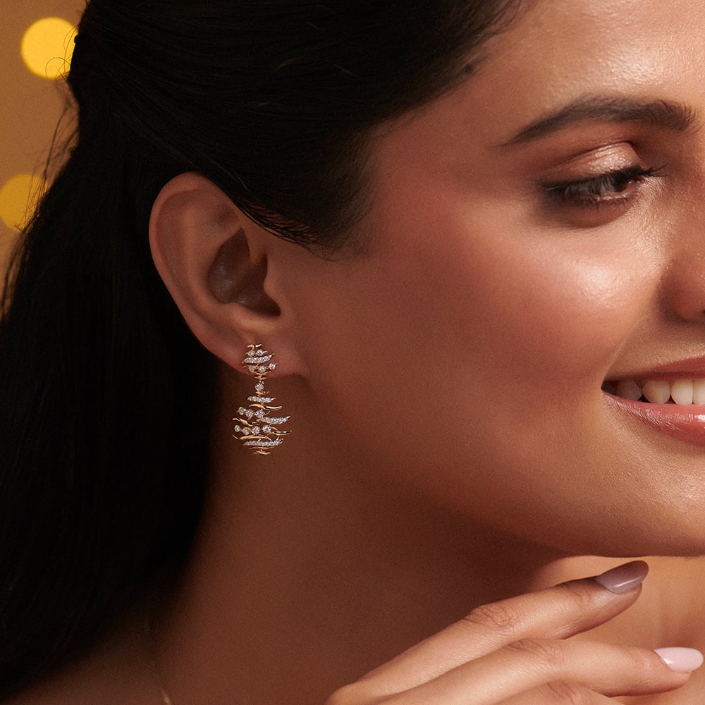Floating Diyas Diamond Drop Earrings,,hi-res image number null