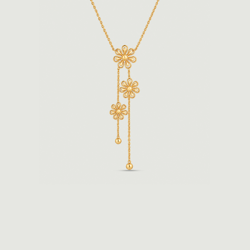Radiant Floral Gold Lariat Necklace,,hi-res image number null