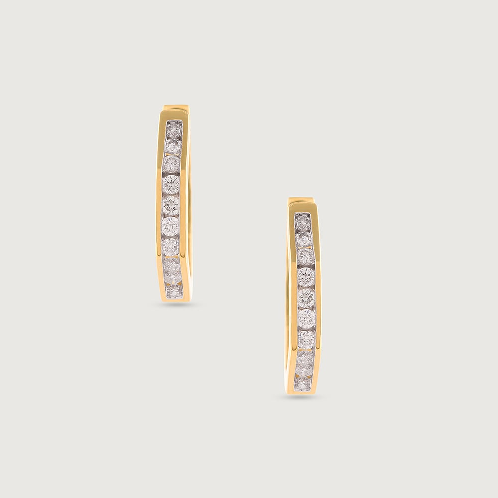 Sleek Luxe Gold & Diamond Hoop Earrings,,hi-res image number null