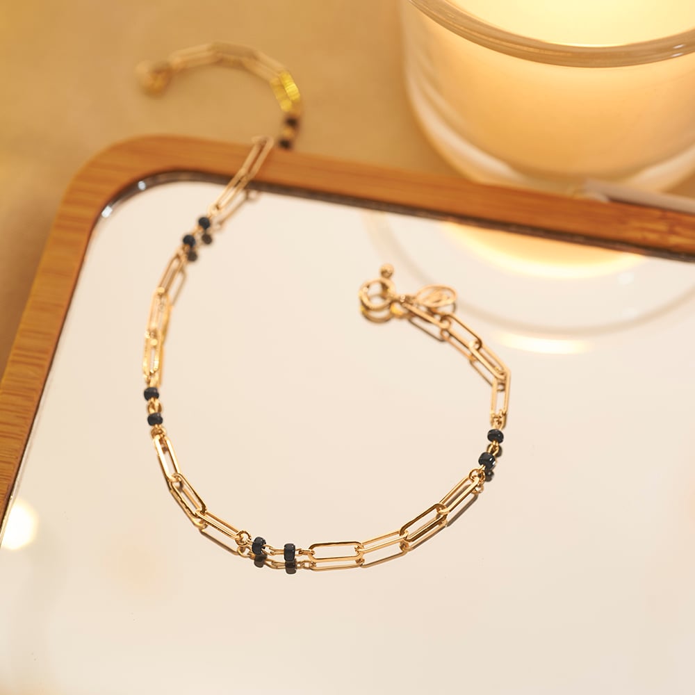 Sleek Geometric Gold Mangalsutra Bracelet,,hi-res image number null