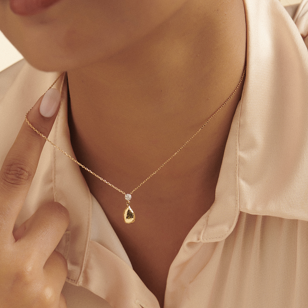 Luminous Textured Diamond Drop Necklace,,hi-res image number null