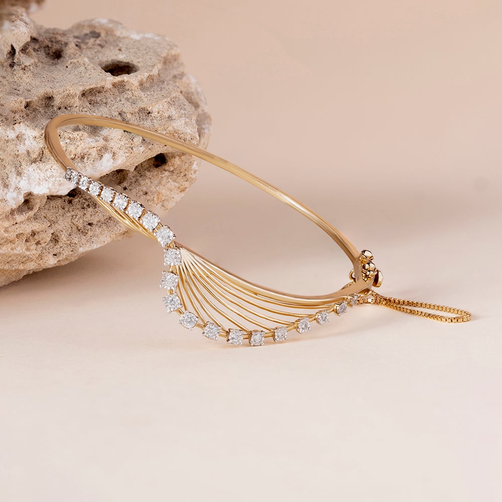 Elegant Precision Gold & Diamond Bangle,,hi-res image number null