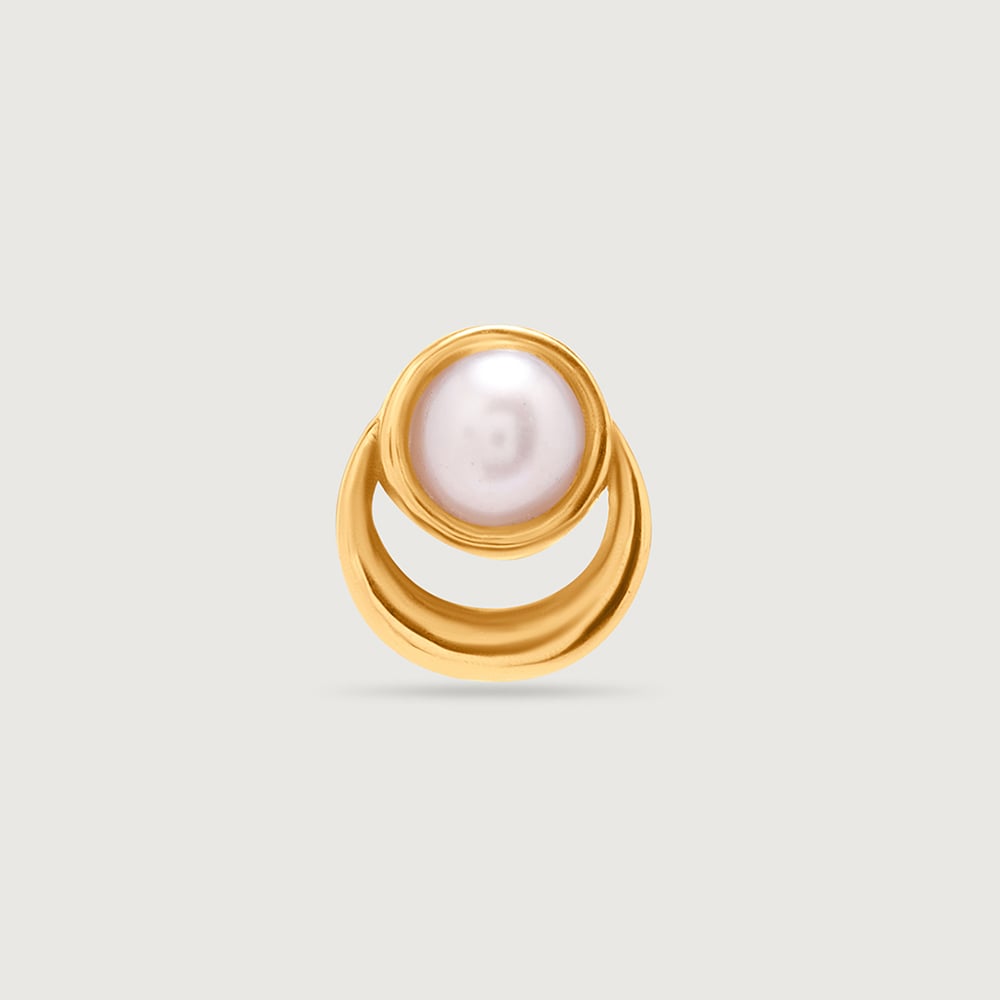 14KT Yellow Gold Pearl Nose Pin,,hi-res image number null
