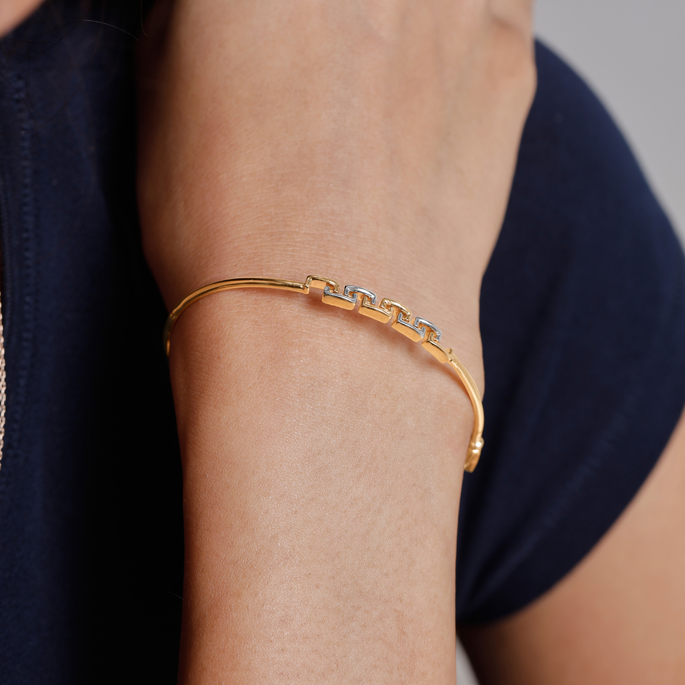 Refined Geometric Gold Bangle,,hi-res image number null