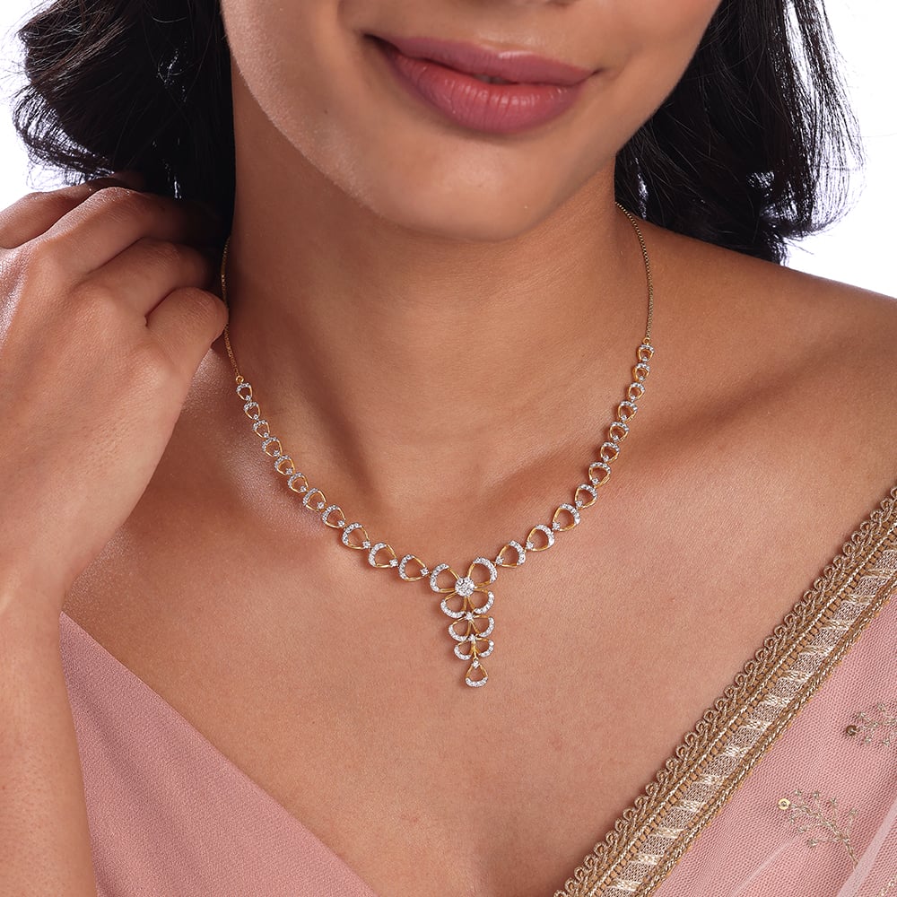 Delicate Bowtie Gold & Diamond Necklace,,hi-res image number null
