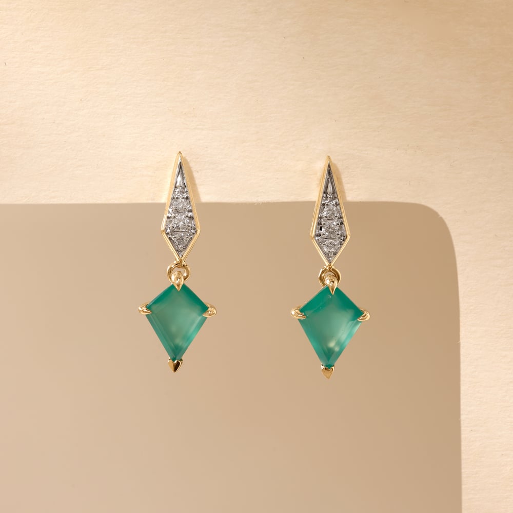 Bold Faceted Green Onyx Drop Earrings,,hi-res image number null