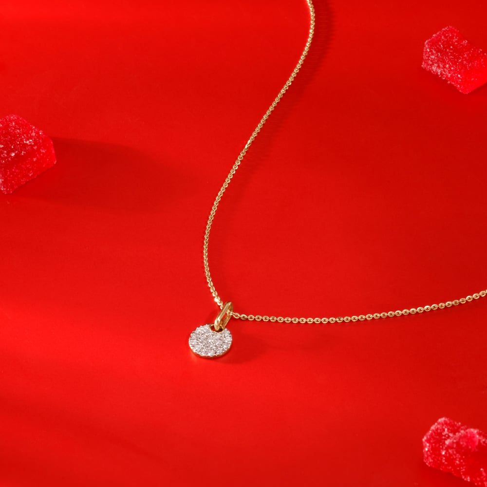 Elegant Cluster Diamond Gold Necklace,,hi-res image number null