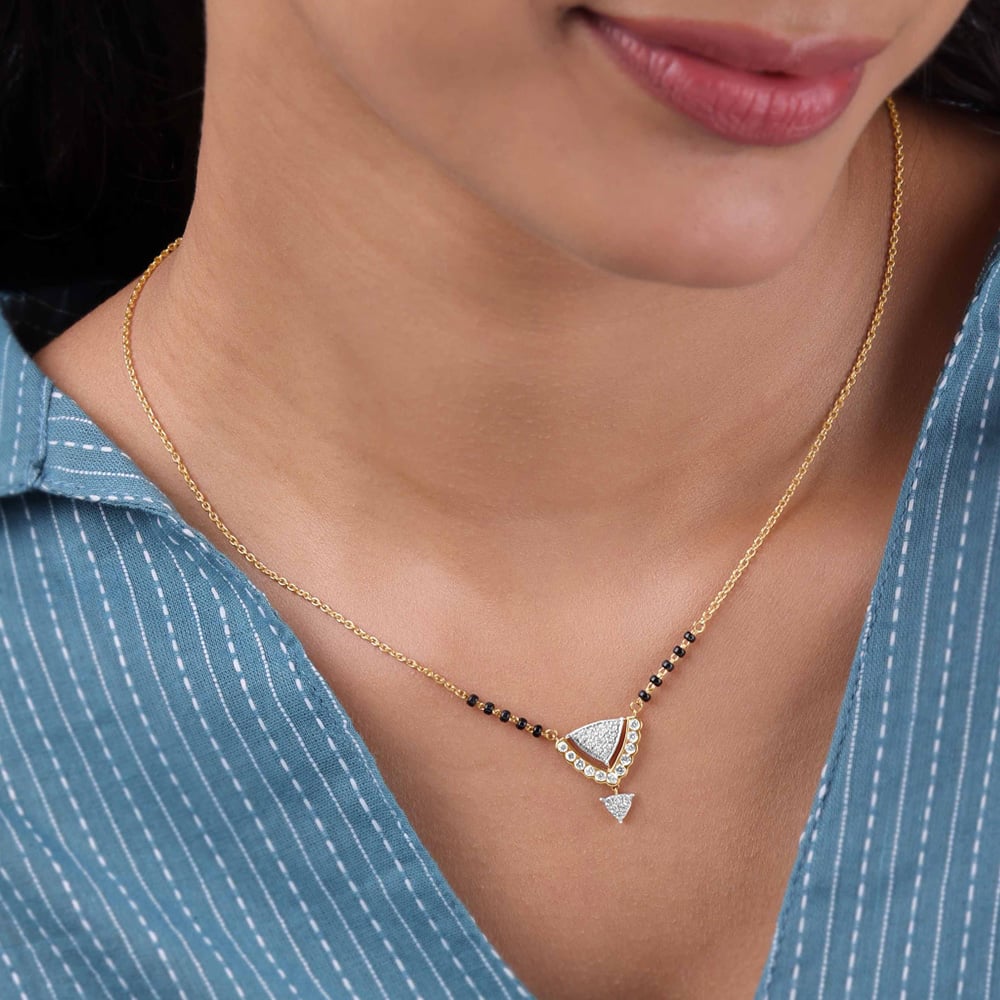Graceful Geometric Diamond Mangalsutra,,hi-res image number null