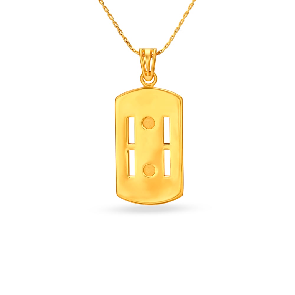 Gold Pendant For Men With Two Carved Strips