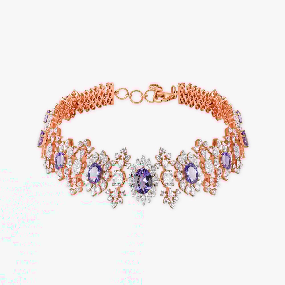 Striking Florals Diamond and Tanzanite Bracelet,,hi-res image number null