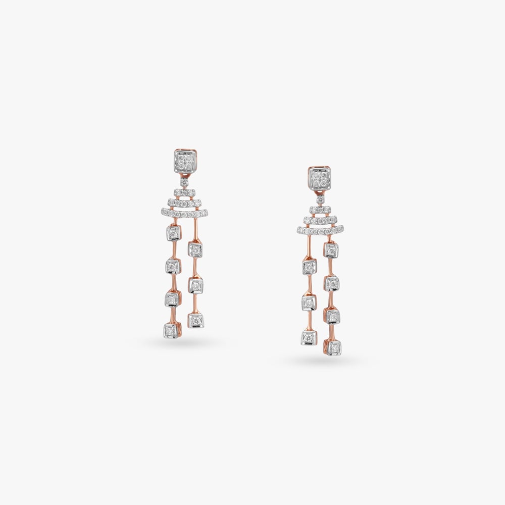 Cascading Geometry Diamond Drop Earrings,,hi-res image number null