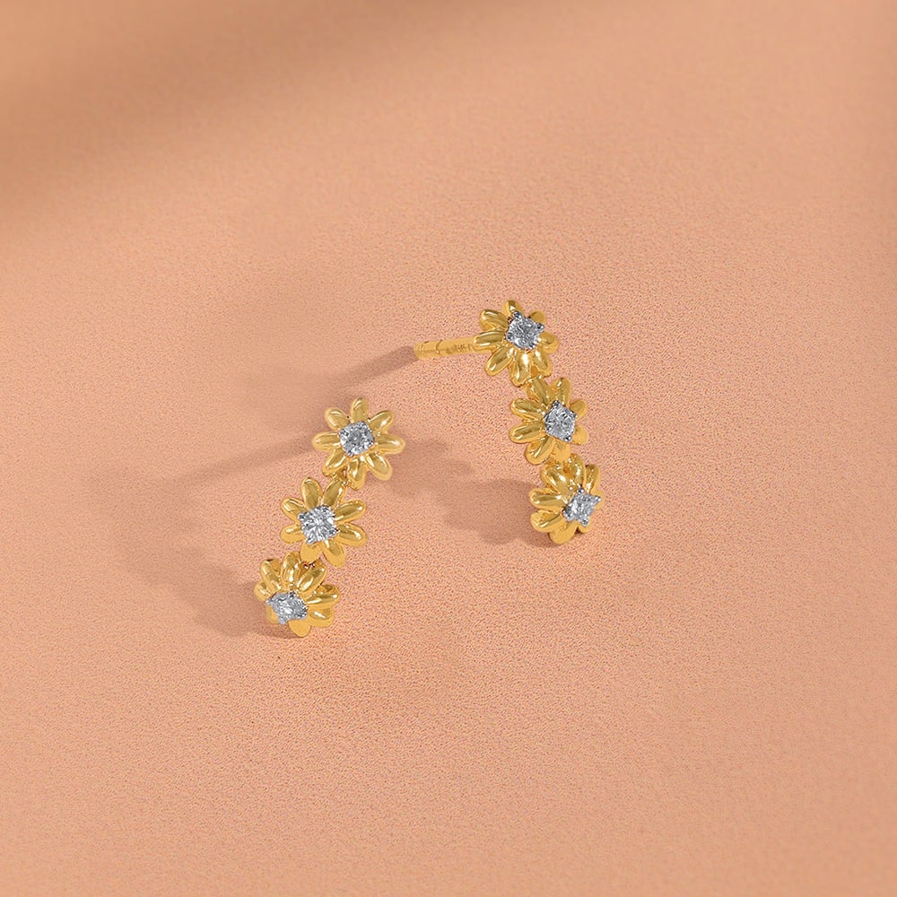 Daisy Trail Diamond Stud Earrings,,hi-res image number null