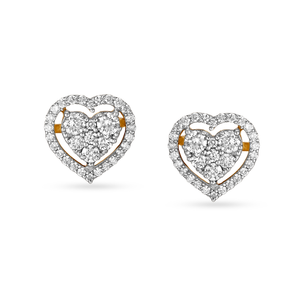 Heart Shaped Diamond Stud Earrings,,hi-res image number null