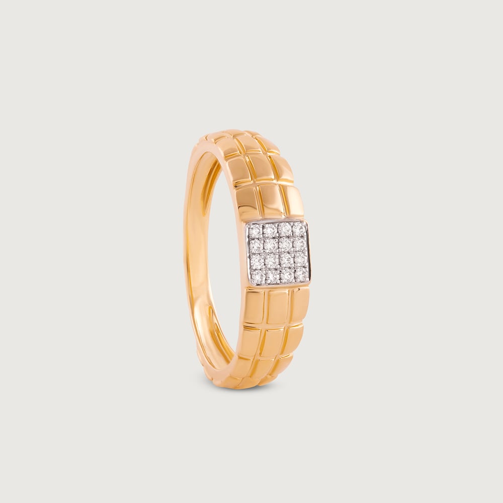 Gridlock Drip Gold & Diamond Finger Ring for Men,,hi-res image number null