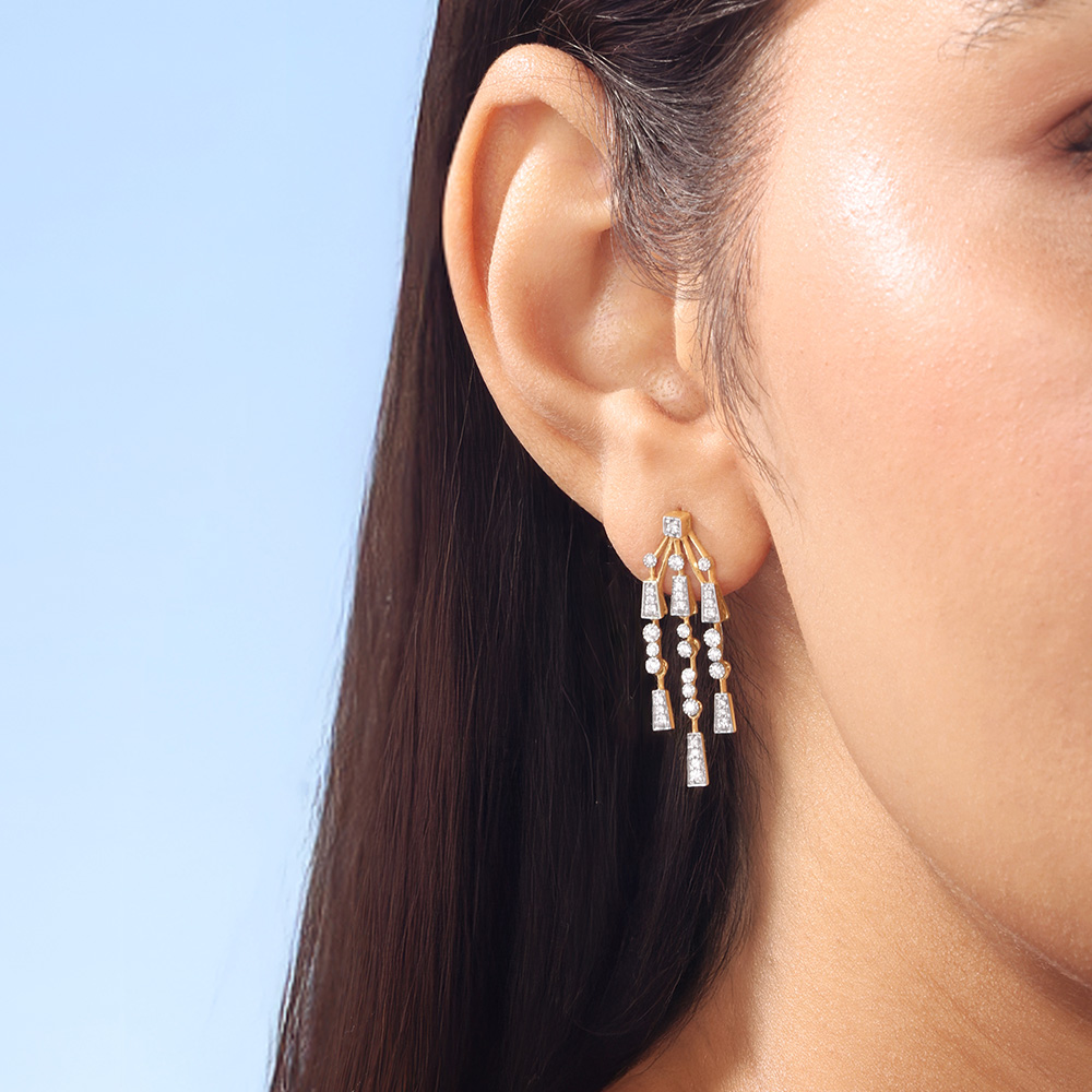 Radiant Cascade Diamond Drop Earrings,,hi-res image number null