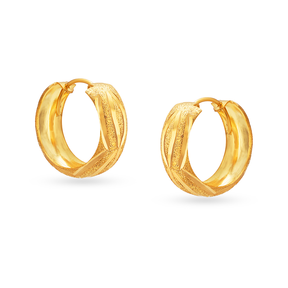 Small 14k Yellow Gold Wide Hinged Huggie Hoop Earrings