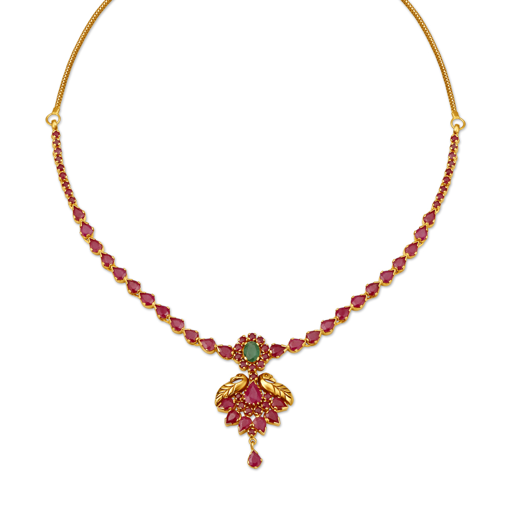 Magnificient Nature Inspired Ruby and Emerald Necklace Set,,hi-res image number null