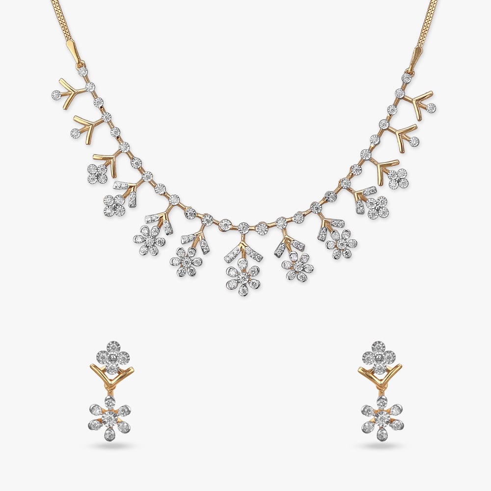 Floral Dance Diamond Necklace Set,,hi-res image number null