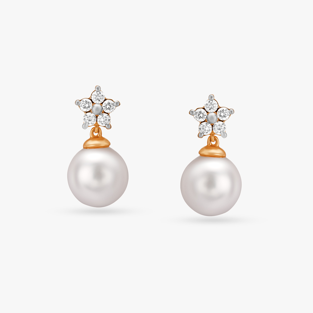 Splendid Pearl and Diamond Drop Earrings,,hi-res image number null