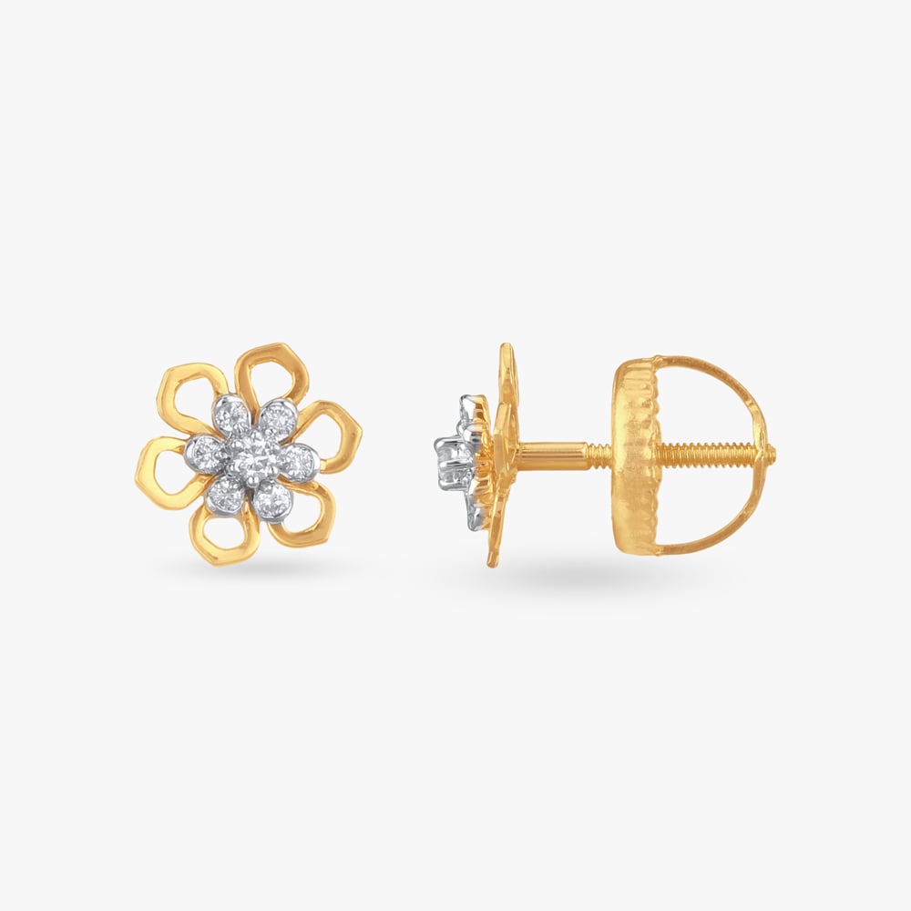 Petal Shine Diamond Stud Earrings,,hi-res image number null
